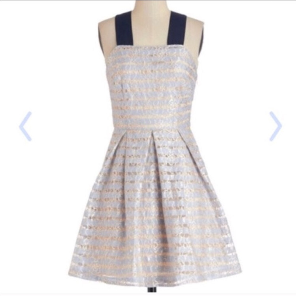 Modcloth Katia Navy and Silver Mini Dress